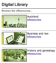 Auckland's Digital Library splash page.