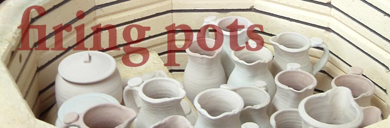 Firing Pots: glazed pots ready to be fired in an electric kiln